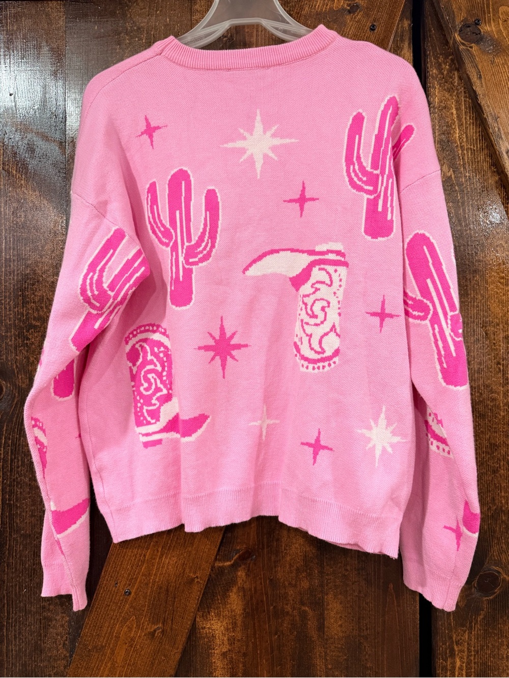 Staccato Pink Cowboy Boot & Cactus Crewneck Sweater - Picture 3 of 3